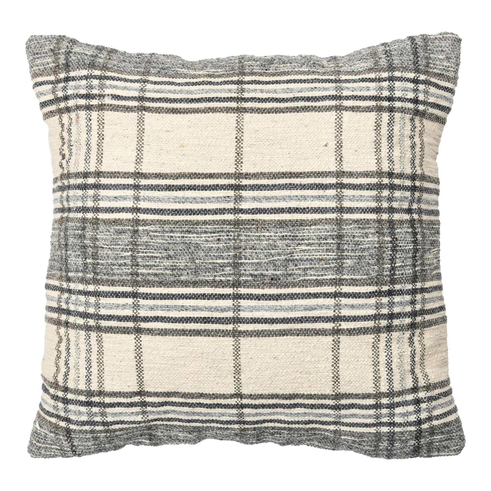 Chic Beige Gray Geometric Wool Cotton Pillow 20 x 20 Handmade (1 of 2)