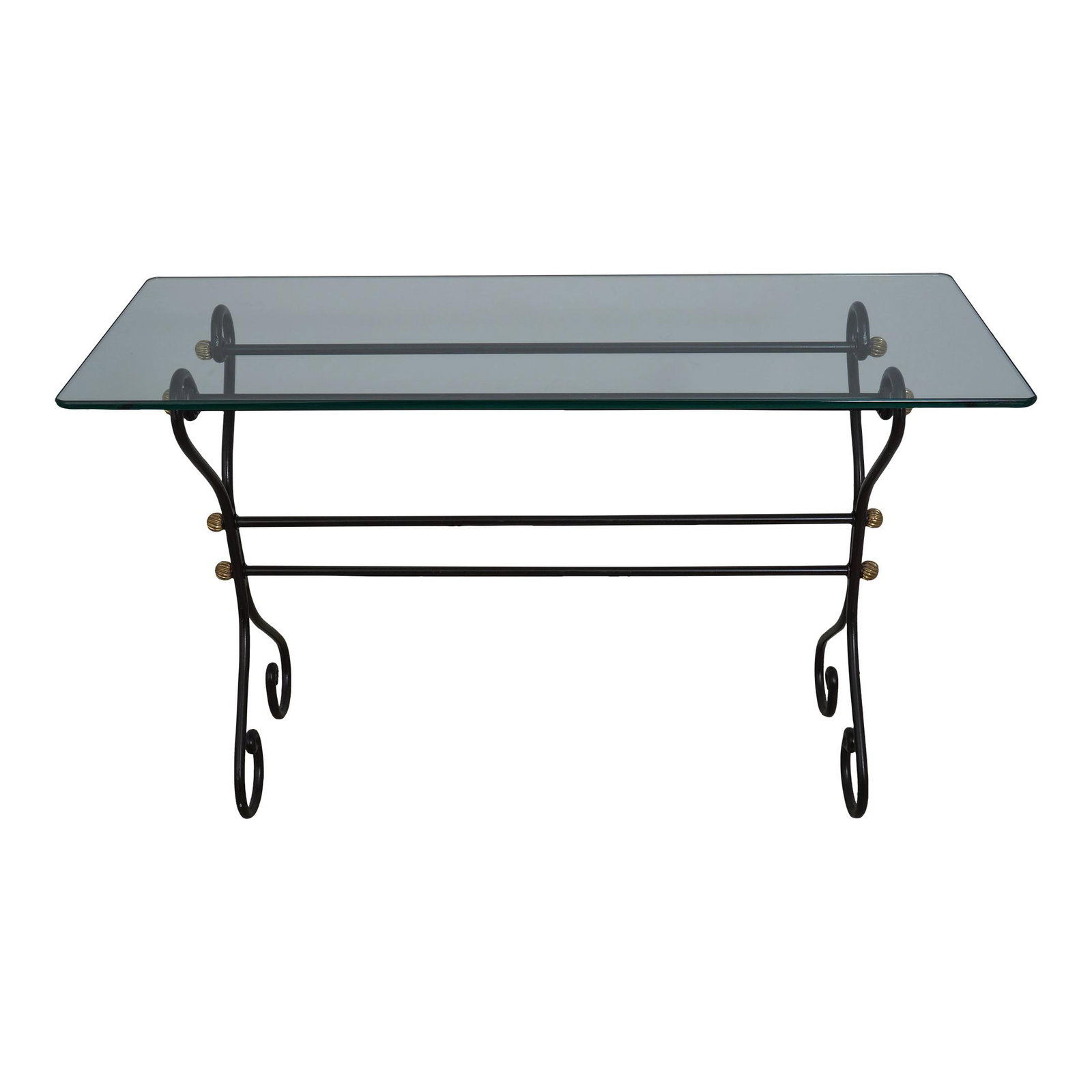 Elegant Scrolled Iron Base Glass Top Console Table 48" (1 of 10)
