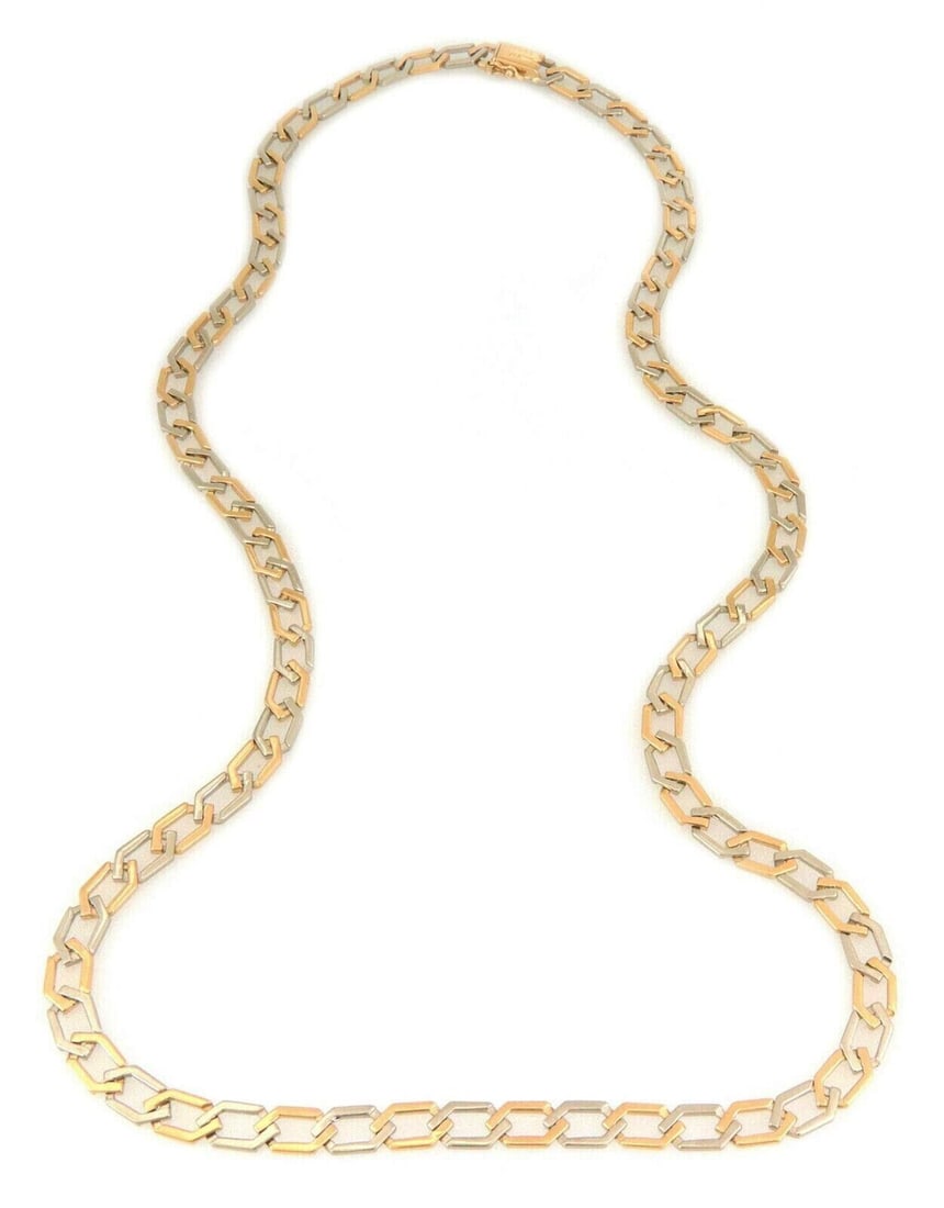 27 Inch Octagonal Link Necklace in 18k Two Tone Gold by Van Cleef & Arpels: 27 Inch Octagonal Link Necklace in 18k Two Tone Gold by Van Cleef & Arpels This Van Cleef & Arpels octagonal link chain necklace is crafted from 18k two-tone gold and measures 27 inches in length. The