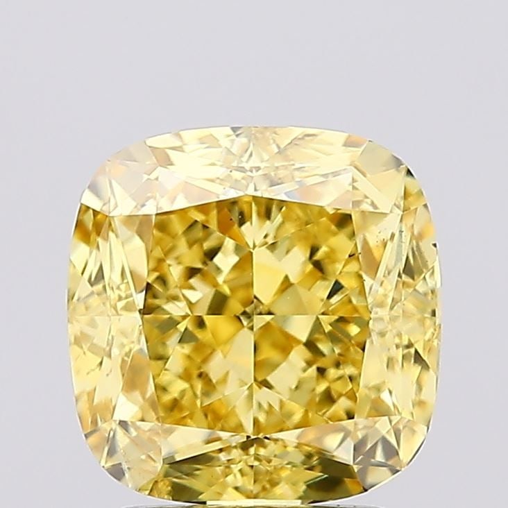 Loose Diamond - CUSHION MODIFIED 2.59ct Fancy Vivid Yellow VS2: Loose Diamond - CUSHION MODIFIED 2.59ct Fancy Vivid Yellow VS2 Source: This is a real non-mined Diamond that has been grown in a lab Shape: CUSHION MODIFIED Carats: 2.59 Color: Fancy Vivid Yellow Cert