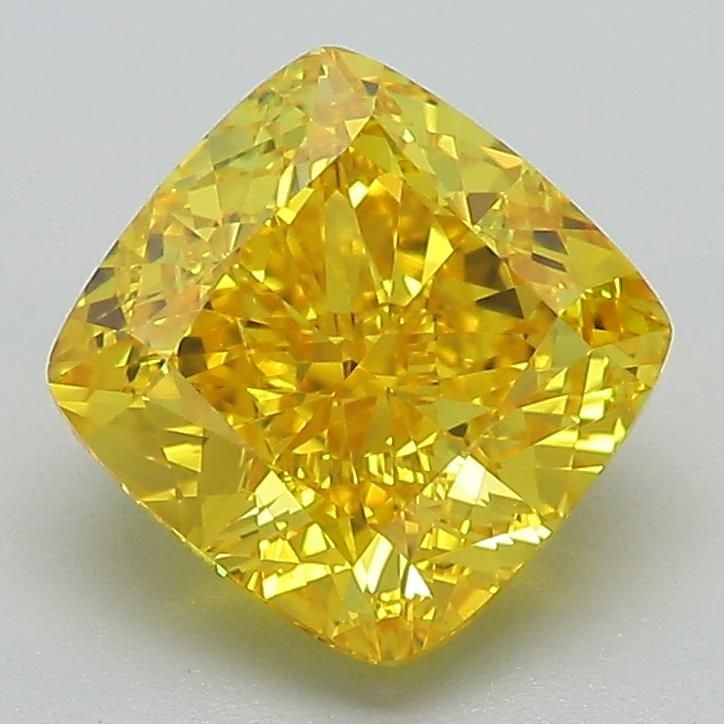 Loose Diamond - CUSHION BRILLIANT 2.57ct Fancy Vivid Yellow VVS2: Loose Diamond - CUSHION BRILLIANT 2.57ct Fancy Vivid Yellow VVS2 Source: This is a real non-mined Diamond that has been grown in a lab Shape: CUSHION BRILLIANT Carats: 2.57 Color: Fancy Vivid Yellow C