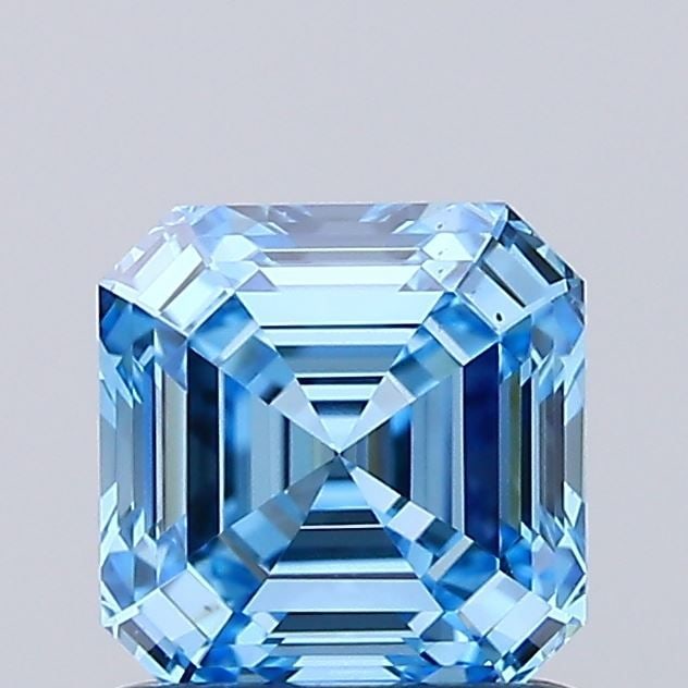 Loose Diamond - ASSCHER 1.02ct Fancy Vivid Blue VS1: Loose Diamond - ASSCHER 1.02ct Fancy Vivid Blue VS1 Source: This is a real non-mined Diamond that has been grown in a lab Shape: ASSCHER Carats: 1.02 Color: Fancy Vivid Blue Certification: IGI Video: