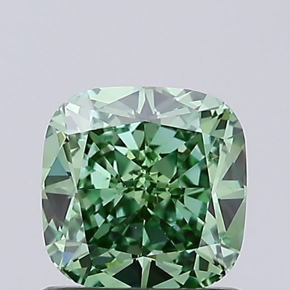 Loose Diamond - CUSHION MODIFIED 0.9ct Fancy Vivid Green VVS2: Loose Diamond - CUSHION MODIFIED 0.9ct Fancy Vivid Green VVS2 Source: This is a real non-mined Diamond that has been grown in a lab Shape: CUSHION MODIFIED Carats: 0.9 Color: Fancy Vivid Green Certifi