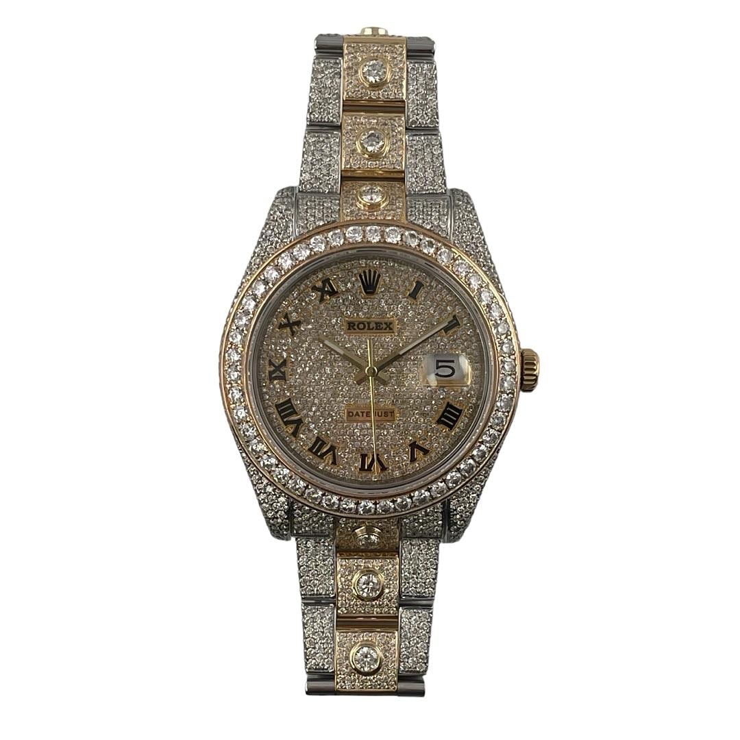 Rolex Datejust Ref 116333 Mens Watch Diamond Roman Dial Oyster Bracelet 2011: Rolex Datejust Ref 116333 Mens Watch Diamond Roman Dial Oyster Bracelet 2011 This is a men's Rolex Datejust watch, reference 116333, featuring a diamond Roman dial and a diamond bezel. The watch is eq