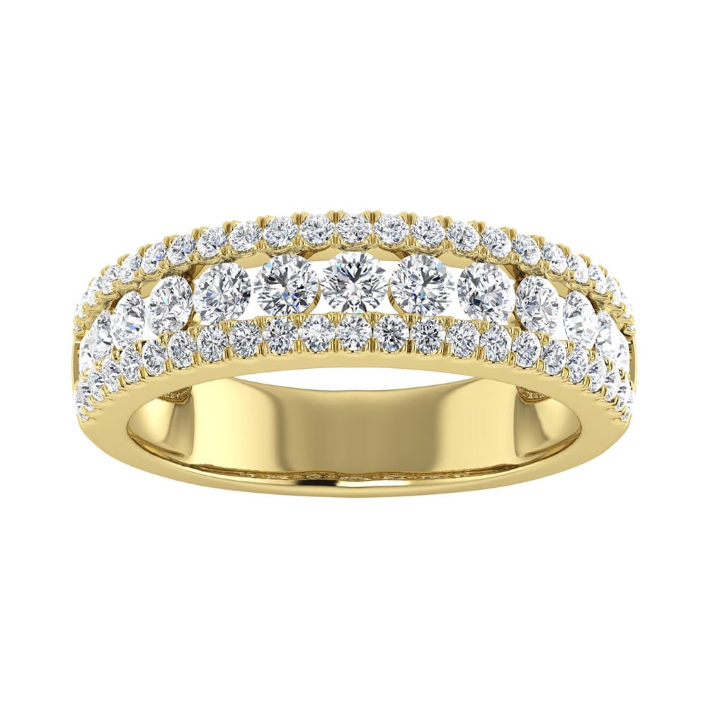 Diamond 1 Ct.Tw. Fashion Band in 14K Yellow Gold: Diamond 1 Ct.Tw. Fashion Band in 14K Yellow Gold 14k Yellow Gold Stone Color: G-h Stone Clarity: I1 Each ring is presented in standard size 6.5. Complimentary resizing is available between sizes 510 (
