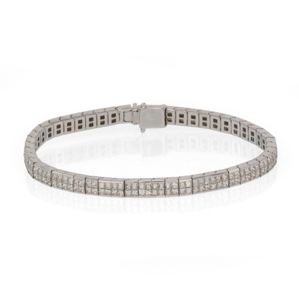 H. Stern 7.10ct Princess Cut Diamond Tennis Bracelet 18k White Gold: H. Stern 7.10ct Princess Cut Diamond Tennis Bracelet 18k White Gold This stunning tennis bracelet, designed by H. Stern, is meticulously crafted from 18k white gold and features a double row of exquis