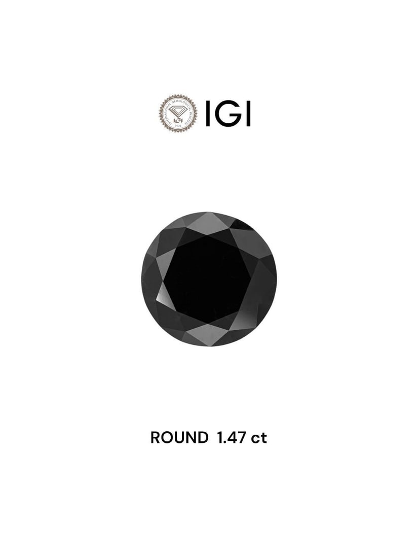 Loose Diamond - ROUND 1.46ct Black: Loose Diamond - ROUND 1.46ct Black Source: Natural Shape: ROUND Carats: 1.46 Color: Black Certification: IGI Video: