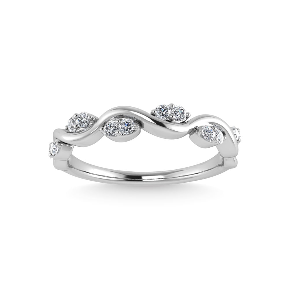 Diamond 1/6 Ct.Tw. Stack Band in 14K White Gold: Diamond 1/6 Ct.Tw. Stack Band in 14K White Gold 14k White Gold Stone Color: G-h Stone Clarity: I1 Each ring is presented in standard size 6.5. Complimentary resizing is available between sizes 510 (in