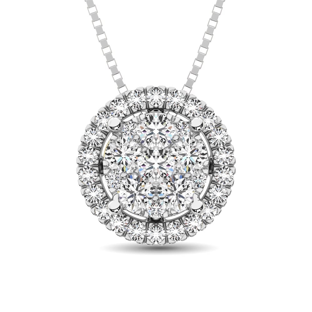 14K White Gold 1/2 Ct.Tw. Diamond Flower Pendant: 14K White Gold 1/2 Ct.Tw. Diamond Flower Pendant This Elegant Pendant Is Crafted from 14K White Gold And Adorned With Diamonds Weighing Approximately 1/2 Ct.Tw. This Sparkling Design Features an Open