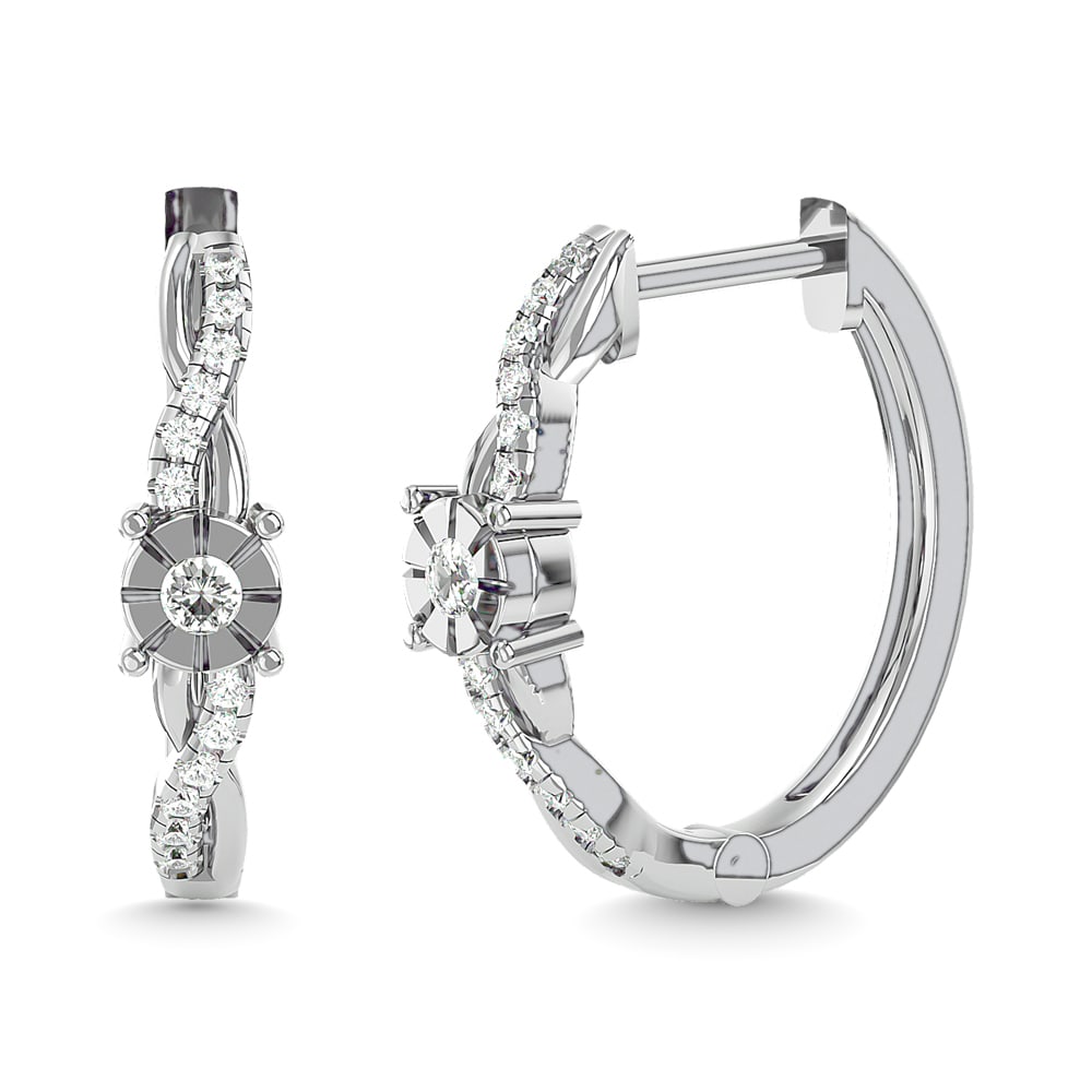 Diamond 1/4 Ct.Tw. Hoop Earrings in 14K White Gold: Diamond 1/4 Ct.Tw. Hoop Earrings in 14K White Gold 14k White Gold Stone Color: G-h Stone Clarity: Si2 PLEASE NOTE: Framed, Large, or heavy items do not have shipping costs included. The exact shipping