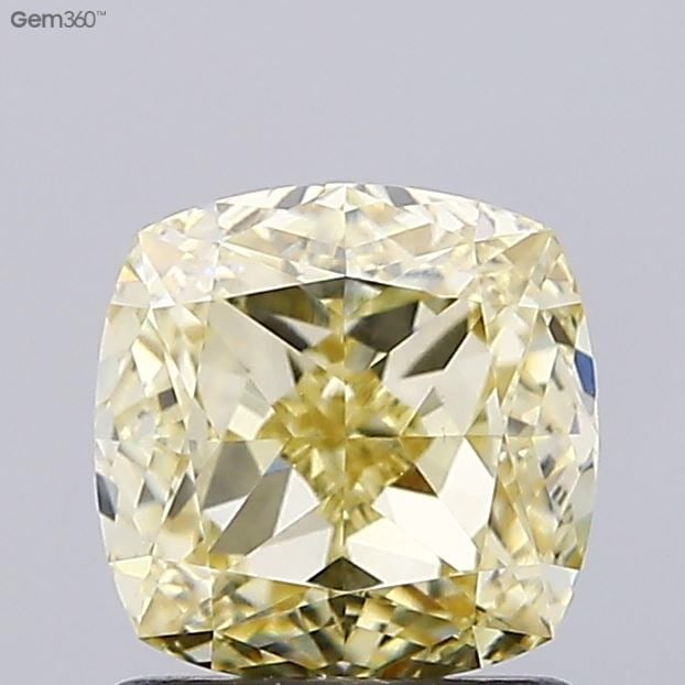 Loose Diamond - CUSHION BRILLIANT 1.52ct Fancy Yellow VVS2: Loose Diamond - CUSHION BRILLIANT 1.52ct Fancy Yellow VVS2 Source: This is a real non-mined Diamond that has been grown in a lab Shape: CUSHION BRILLIANT Carats: 1.52 Color: Fancy Yellow Certification