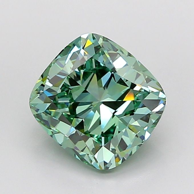 Loose Diamond - CUSHION BRILLIANT 4.05ct Fancy Vivid Green VVS2: Loose Diamond - CUSHION BRILLIANT 4.05ct Fancy Vivid Green VVS2 Source: This is a real non-mined Diamond that has been grown in a lab Shape: CUSHION BRILLIANT Carats: 4.05 Color: Fancy Vivid Green Cer
