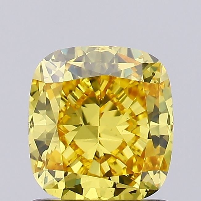 Loose Diamond - CUSHION MODIFIED 0.97ct Fancy Vivid Yellow VS2: Loose Diamond - CUSHION MODIFIED 0.97ct Fancy Vivid Yellow VS2 Source: This is a real non-mined Diamond that has been grown in a lab Shape: CUSHION MODIFIED Carats: 0.97 Color: Fancy Vivid Yellow Cert