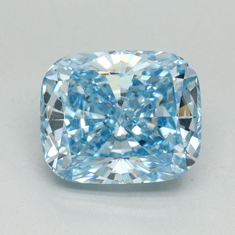 Loose Diamond - CUSHION BRILLIANT 2.06ct Fancy Vivid Blue VS1: Loose Diamond - CUSHION BRILLIANT 2.06ct Fancy Vivid Blue VS1 Source: This is a real non-mined Diamond that has been grown in a lab Shape: CUSHION BRILLIANT Carats: 2.06 Color: Fancy Vivid Blue Certif