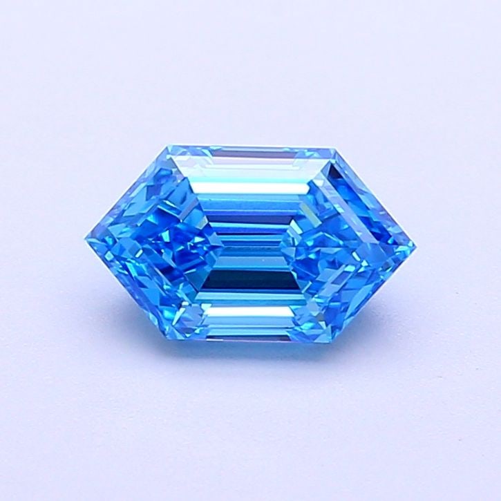 Loose Diamond - HEXAGONAL 0.94ct Fancy Vivid Blue VVS2: Loose Diamond - HEXAGONAL 0.94ct Fancy Vivid Blue VVS2 Source: This is a real non-mined Diamond that has been grown in a lab Shape: HEXAGONAL Carats: 0.94 Color: Fancy Vivid Blue Certification: IGI Vi