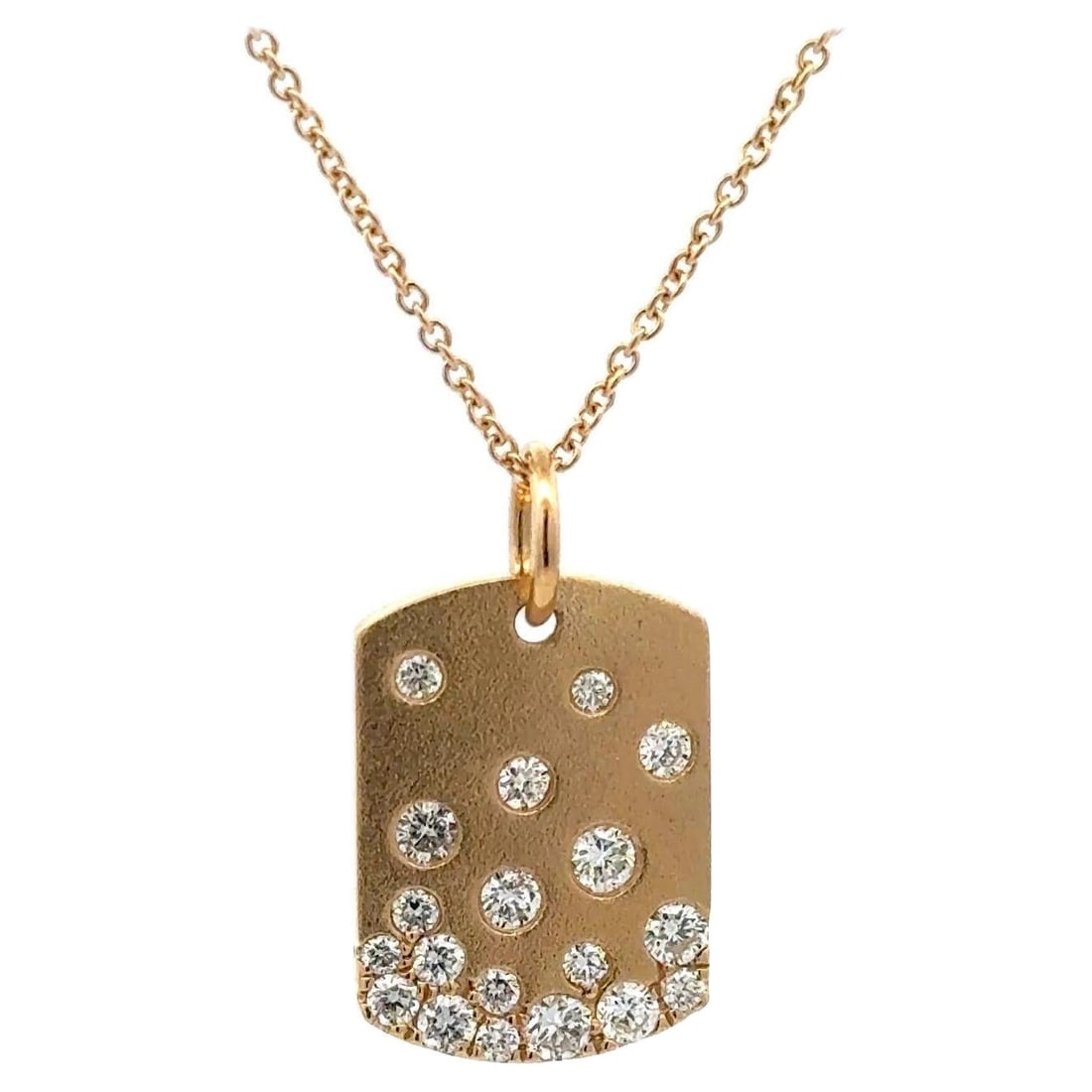 Harbor Diamonds 14K Yellow Gold Diamond Dog Tag Pendant 0.73 CTW: Harbor Diamonds 14K Yellow Gold Diamond Dog Tag Pendant 0.73 CTW This stunning Diamond Dog Tag Confetti Pendant Necklace is crafted from 14K yellow gold and features a contemporary design. It is adorn