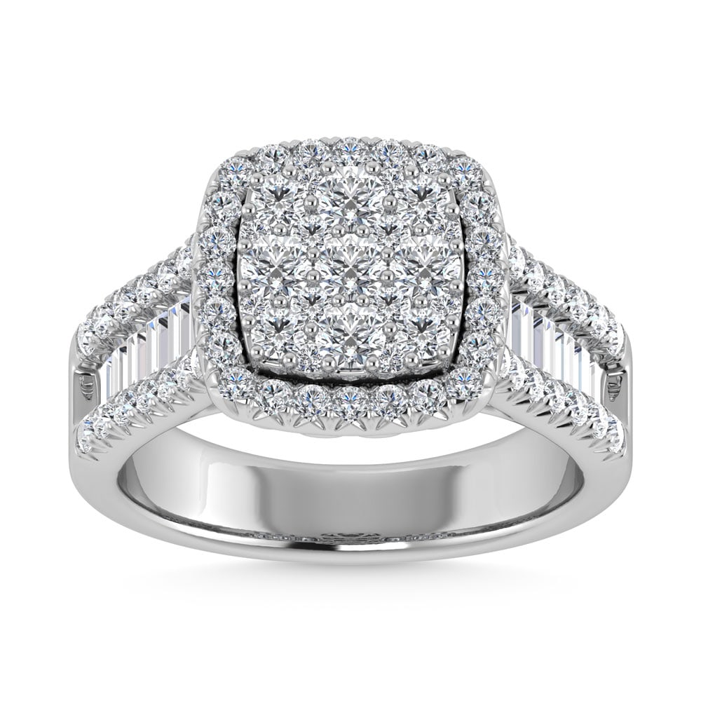 Diamond 2 Ct.Tw. Round and Tapper Engagement Ring in 14K White Gold: Diamond 2 Ct.Tw. Round and Tapper Engagement Ring in 14K White Gold 14k White Gold Stone Color: G-h Stone Clarity: Si1 Each ring is presented in standard size 6.5. Complimentary resizing is available