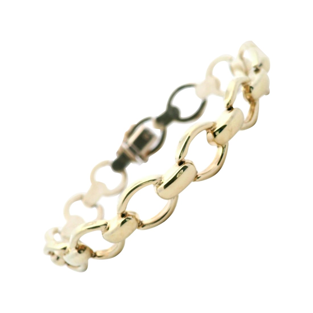 Contemporary 14K Italian Yellow Gold Link Bracelet 7.5 inches: Contemporary 14K Italian Yellow Gold Link Bracelet 7.5 inches This exquisite Italian-made link bracelet is crafted from 14k yellow gold, weighing 10.94 grams. Its contemporary design measures 7.5 inch