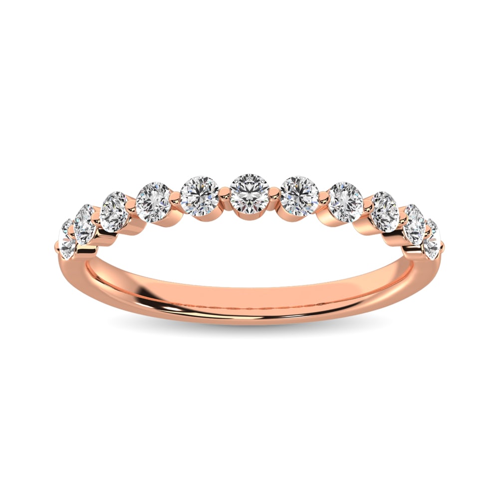 Diamond 3/4 Ct.Tw. Stack Band in 14K Rose Gold: Diamond 3/4 Ct.Tw. Stack Band in 14K Rose Gold 14k Rose Gold Stone Color: G-h Stone Clarity: I1 Each ring is presented in standard size 6.5. Complimentary resizing is available between sizes 510 (in 1
