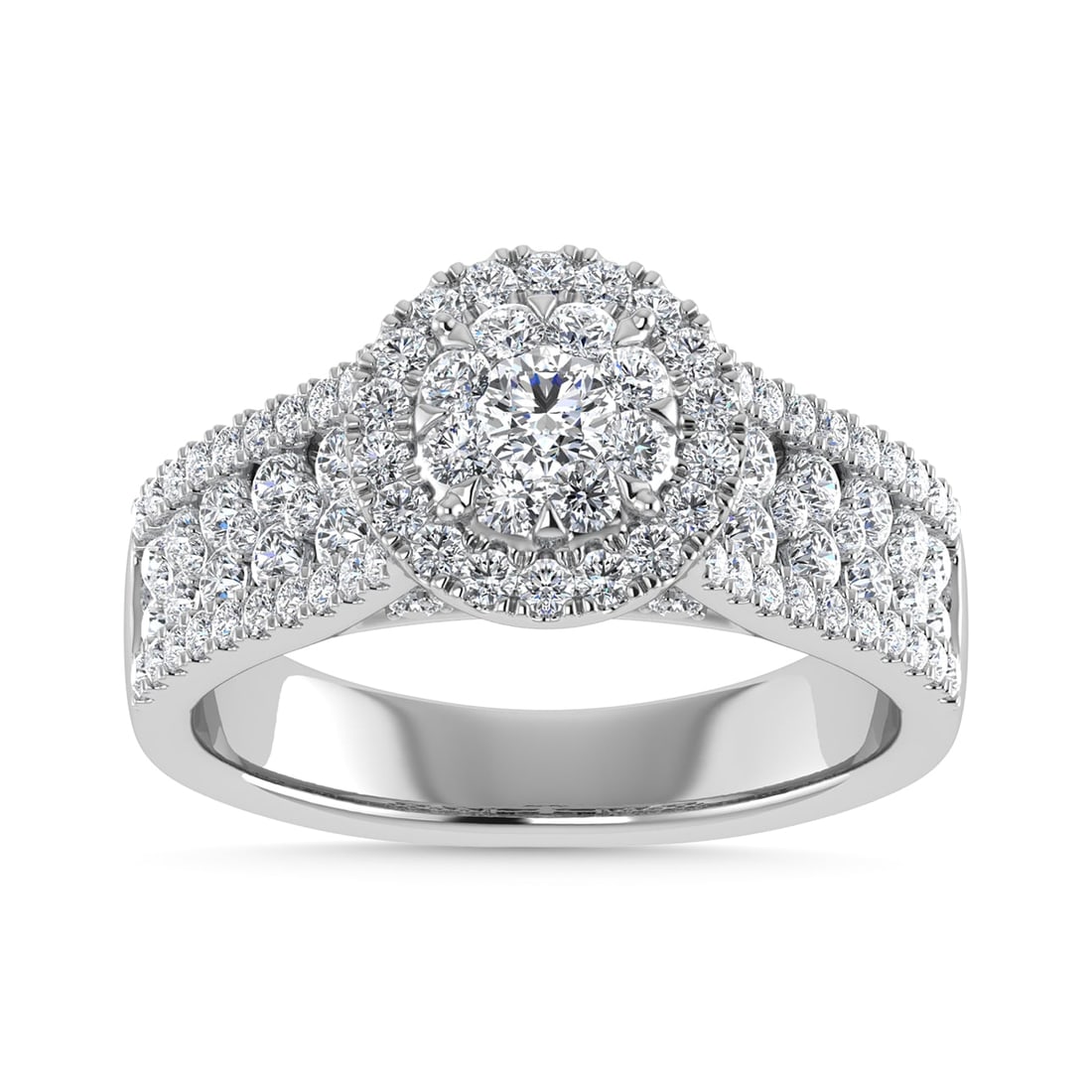 Diamond 1 1/4 Ct.Tw. Engagement Ring in 14K White Gold: Diamond 1 1/4 Ct.Tw. Engagement Ring in 14K White Gold 14k White Gold Stone Color: G-h Stone Clarity: Si2 Each ring is presented in standard size 6.5. Complimentary resizing is available between sizes
