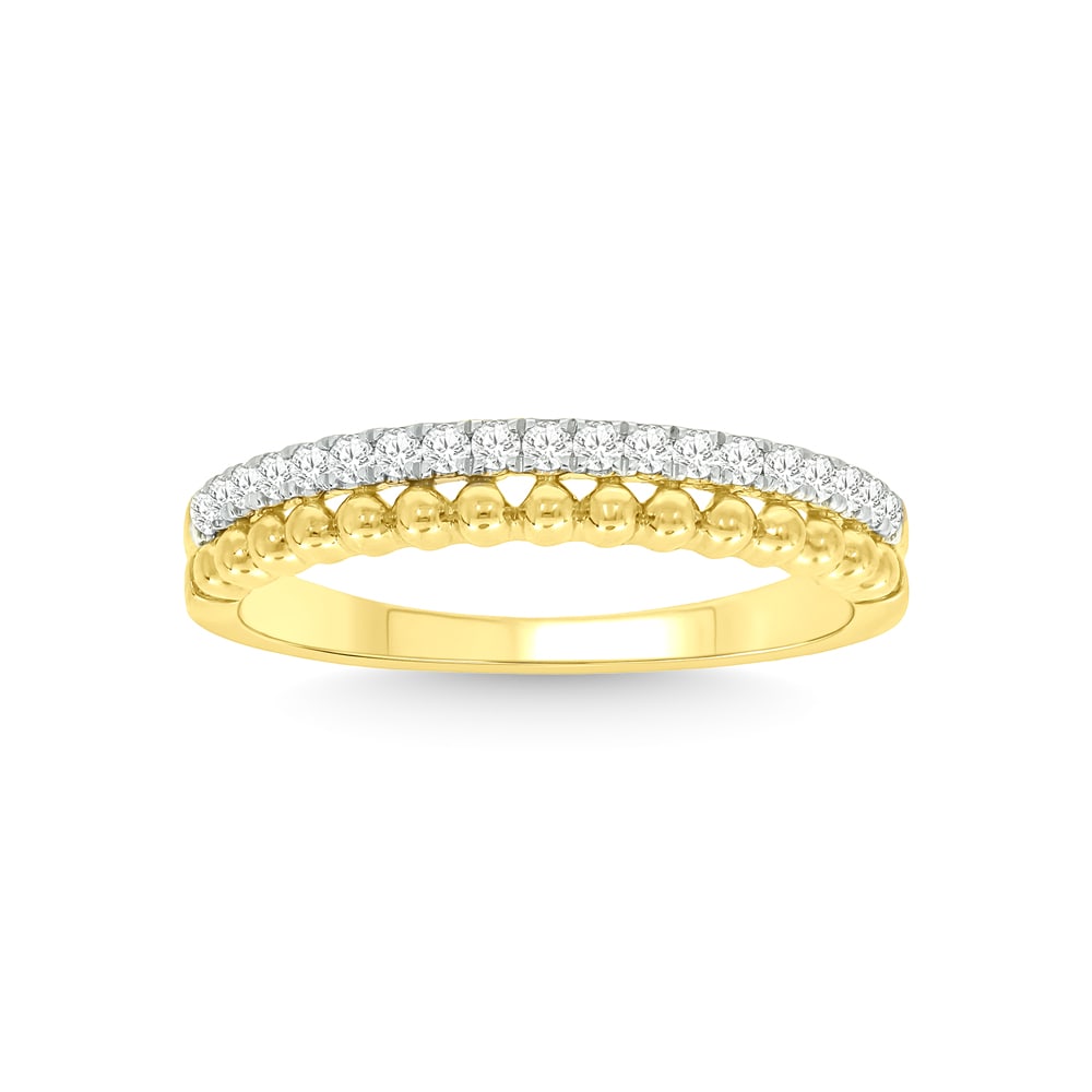 14K Yellow Gold Diamond 1/4 Ct.Tw. Stackable Band: 14K Yellow Gold Diamond 1/4 Ct.Tw. Stackable Band 14k Yellow Gold Stone Color: G-h Stone Clarity: I1 Each ring is presented in standard size 6.5. Complimentary resizing is available between sizes 510