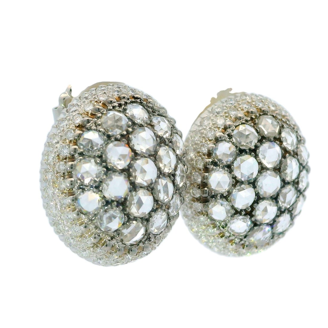 Mouawad Rosette 18k White Gold 3.66ctw Rose Cut Diamond Earrings: Mouawad Rosette 18k White Gold 3.66ctw Rose Cut Diamond Earrings Elevate your elegance with these stunning Mouawad Rosette earrings, crafted in solid 18k white gold. Featuring a total carat weight of