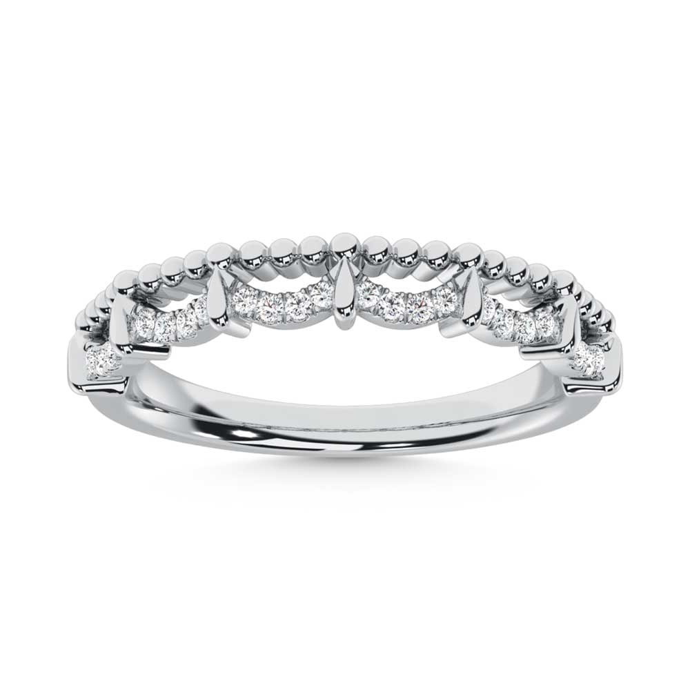 10K White Gold Diamond 1/10 Ct. Tw. Stackable Band: 10K White Gold Diamond 1/10 Ct. Tw. Stackable Band 10k White Gold Stone Color: G-h Stone Clarity: Bi2 Each ring is presented in standard size 6.5. Complimentary resizing is available between sizes 510
