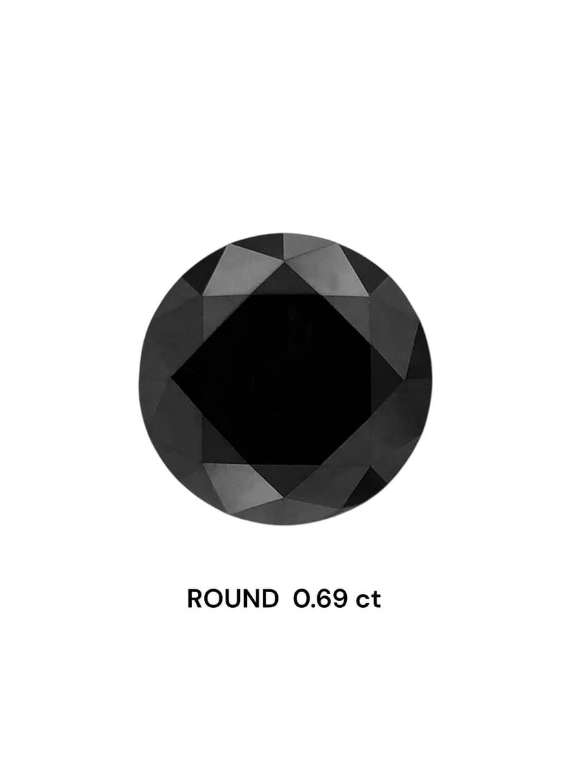 Loose Diamond - ROUND 0.69ct Fancy Black VVS2: Loose Diamond - ROUND 0.69ct Fancy Black VVS2 Source: Natural Shape: ROUND Carats: 0.69 Color: Fancy Black Certification: NONE Video:
