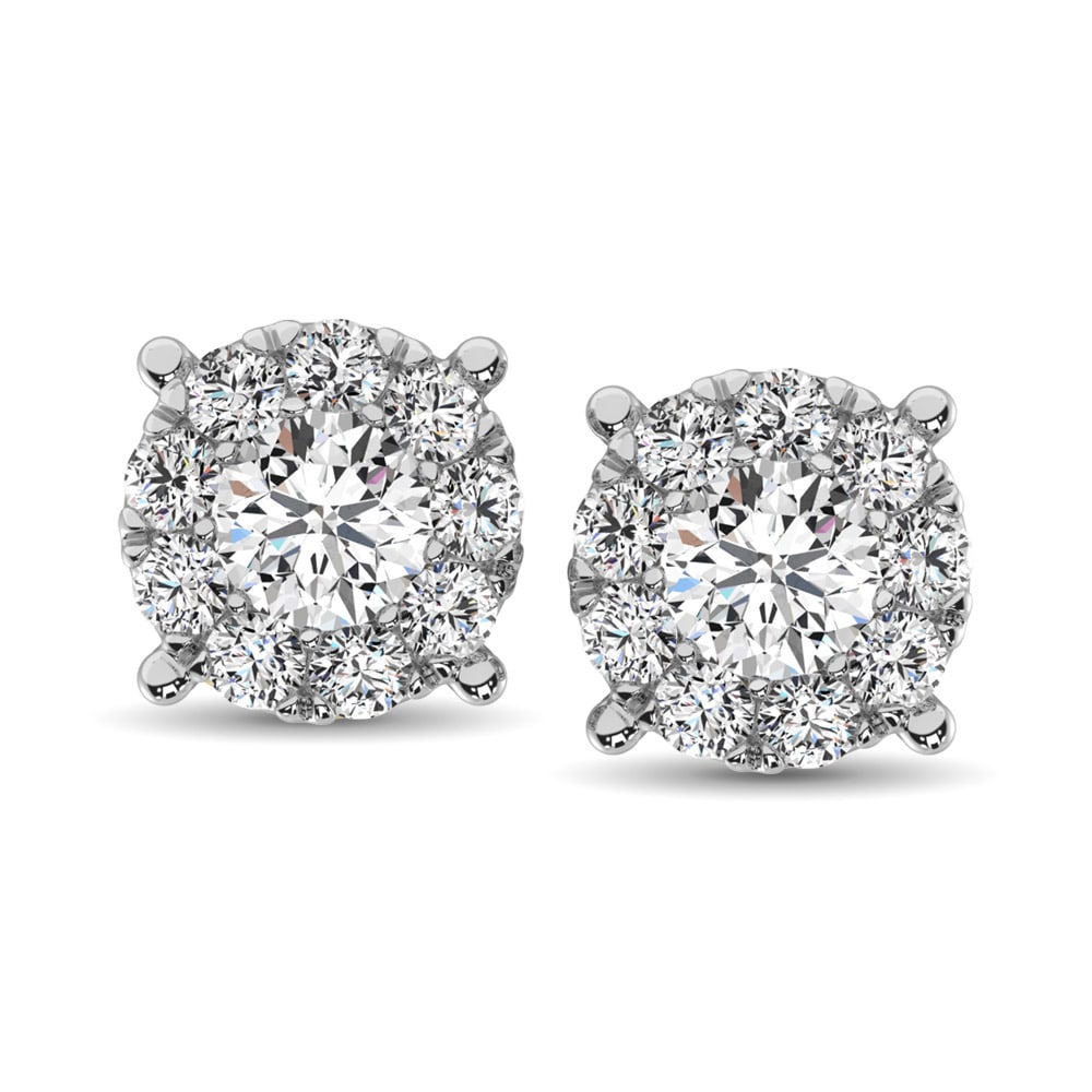 14K White Gold 5/8 Ct.Tw. Diamond Fashion Earrings: 14K White Gold 5/8 Ct.Tw. Diamond Fashion Earrings These stunning Earrings are available in 14K White Gold. There are 20 round diamonds with a total carat weight of 5/8 Ct.Tw. set in a invisible setti