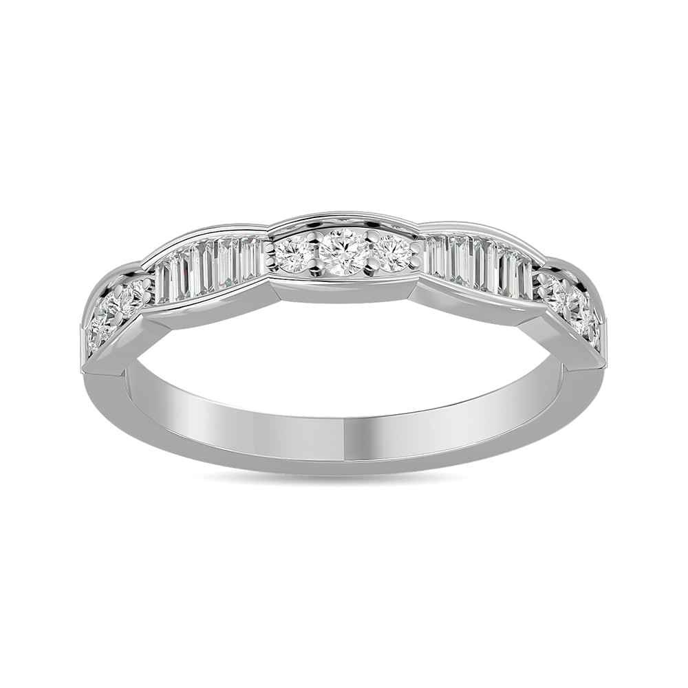 Diamond 1/3 Ct.tw Stack Band in 14K White Gold: Diamond 1/3 Ct.tw Stack Band in 14K White Gold 14k White Gold Stone Color: G-h Stone Clarity: I1 Each ring is presented in standard size 6.5. Complimentary resizing is available between sizes 510 (in