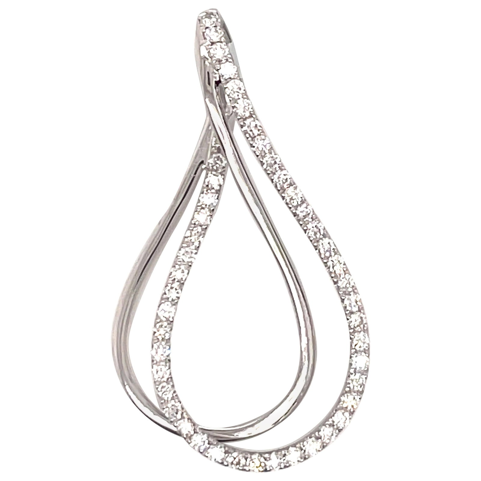 Harbor Diamonds 18K White Gold Double Row Pear Diamond Pendant 0.36 Carat (1 of 4)