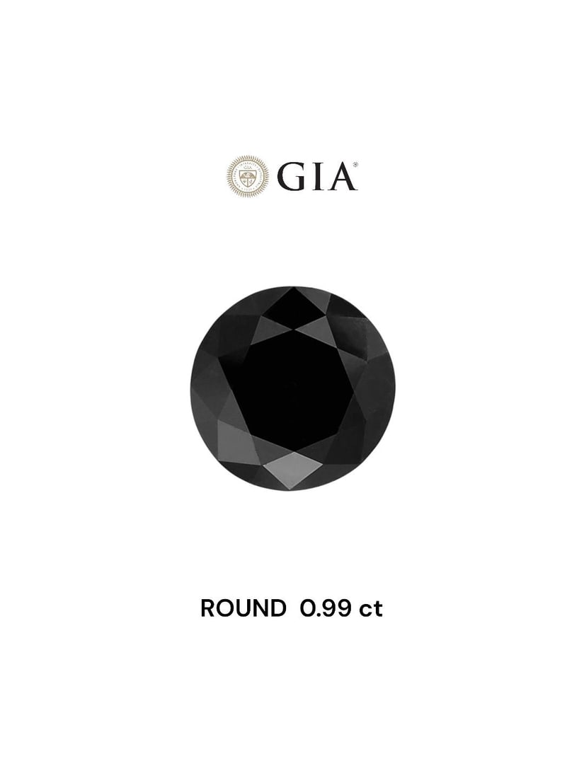 Loose Diamond - ROUND 0.99ct Fancy Black VVS2: Loose Diamond - ROUND 0.99ct Fancy Black VVS2 Source: Natural Shape: ROUND Carats: 0.99 Color: Fancy Black Certification: GIA Video: