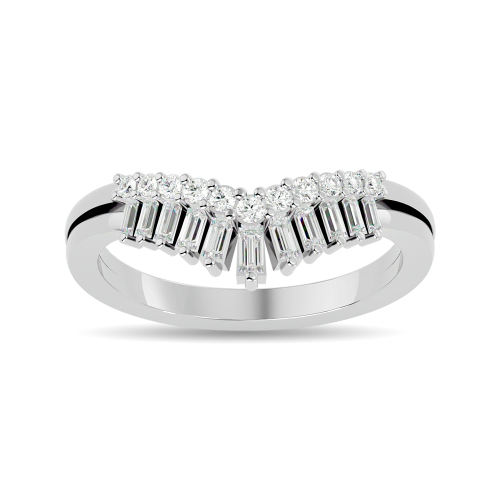 Diamond 1/3 Ct.tw Chevron Band in 10K White Gold: Diamond 1/3 Ct.tw Chevron Band in 10K White Gold 10k White Gold Stone Color: Gh Stone Clarity: Si2 Each ring is presented in standard size 6.5. Complimentary resizing is available between sizes 510 (i