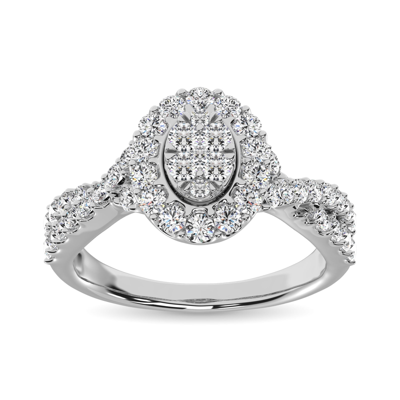 Diamond 1 Ct.Tw. Oval Shape Engagement Ring in 10K White Gold: Diamond 1 Ct.Tw. Oval Shape Engagement Ring in 10K White Gold 10k White Gold Stone Color: G-h Stone Clarity: I1 Each ring is presented in standard size 6.5. Complimentary resizing is available between