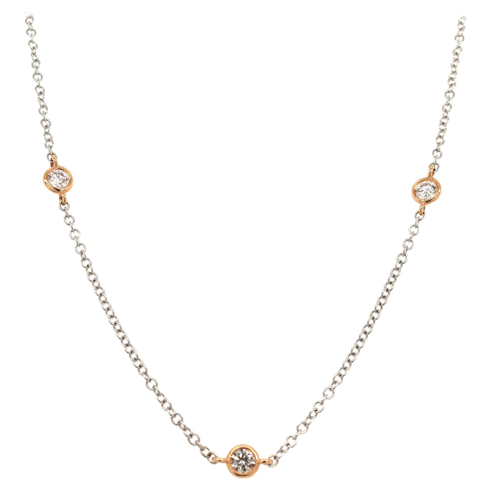 0.83ct Diamonds by the Yard 18k White Rose Gold Necklace 22in: 0.83ct Diamonds by the Yard 18k White Rose Gold Necklace 22in This stunning Diamonds by the Yard necklace features 0.83 carats of exquisite round brilliant diamonds elegantly set in a modern design. C