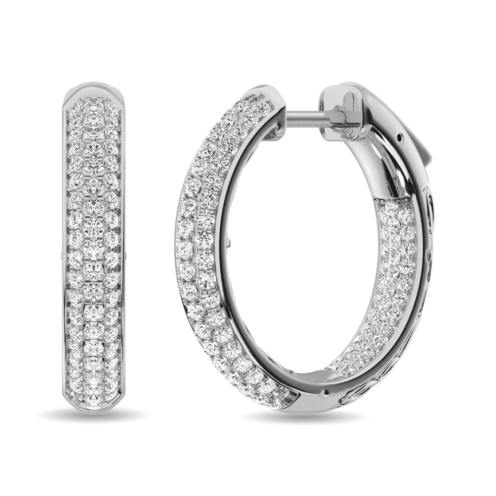 Diamond 1 1/6 Ct.tw Hoop Earrings in 14K White Gold: Diamond 1 1/6 Ct.tw Hoop Earrings in 14K White Gold Diamond 1 1/6 Ct.Tw. Hoop Earrings in 14K White Gold 14k White Gold Stone Color: G-h Stone Clarity: I1 PLEASE NOTE: Framed, Large, or heavy items do