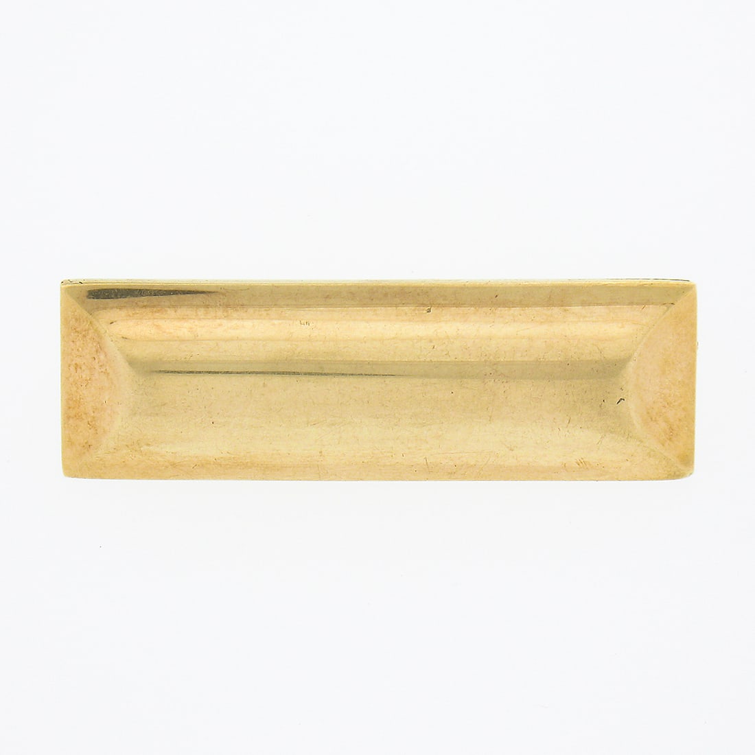 Antique Tiffany & Co. 14K Yellow Gold Rectangular Domed Bar Brooch: Antique Tiffany & Co. 14K Yellow Gold Rectangular Domed Bar Brooch Discover an exquisite Antique Tiffany & Co. Solid 14K Gold Domed Center Rectangular Bar Pin Brooch. This stunning piece, crafted duri
