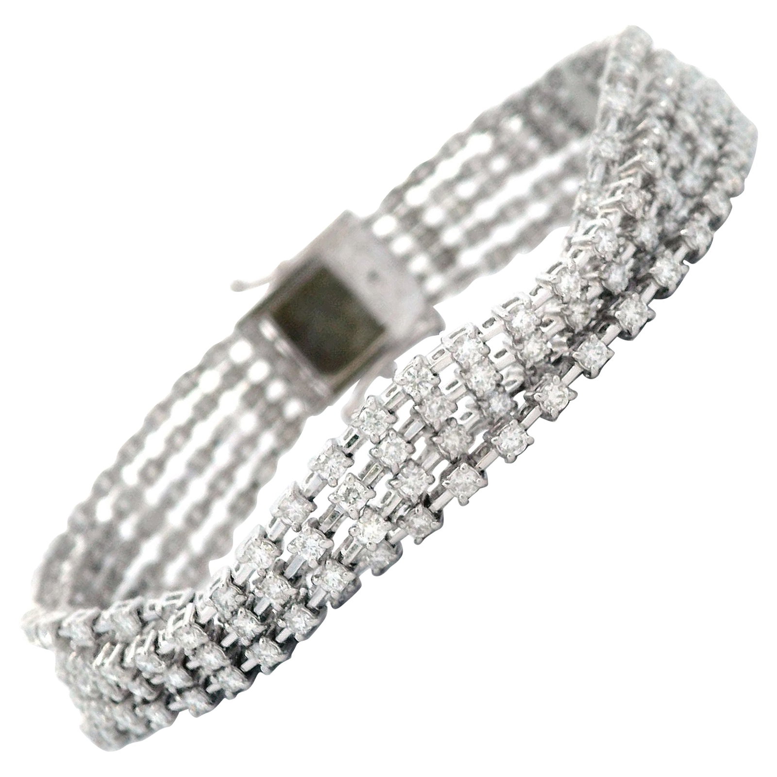 5.38ct Five-Row Diamond Tennis Bracelet 18k White Gold GIA Appraisal: 5.38ct Five-Row Diamond Tennis Bracelet 18k White Gold GIA Appraisal This exquisite five-row diamond tennis bracelet features a total of 250 sparkling round-cut diamonds, weighing 5.38 carats. Crafted