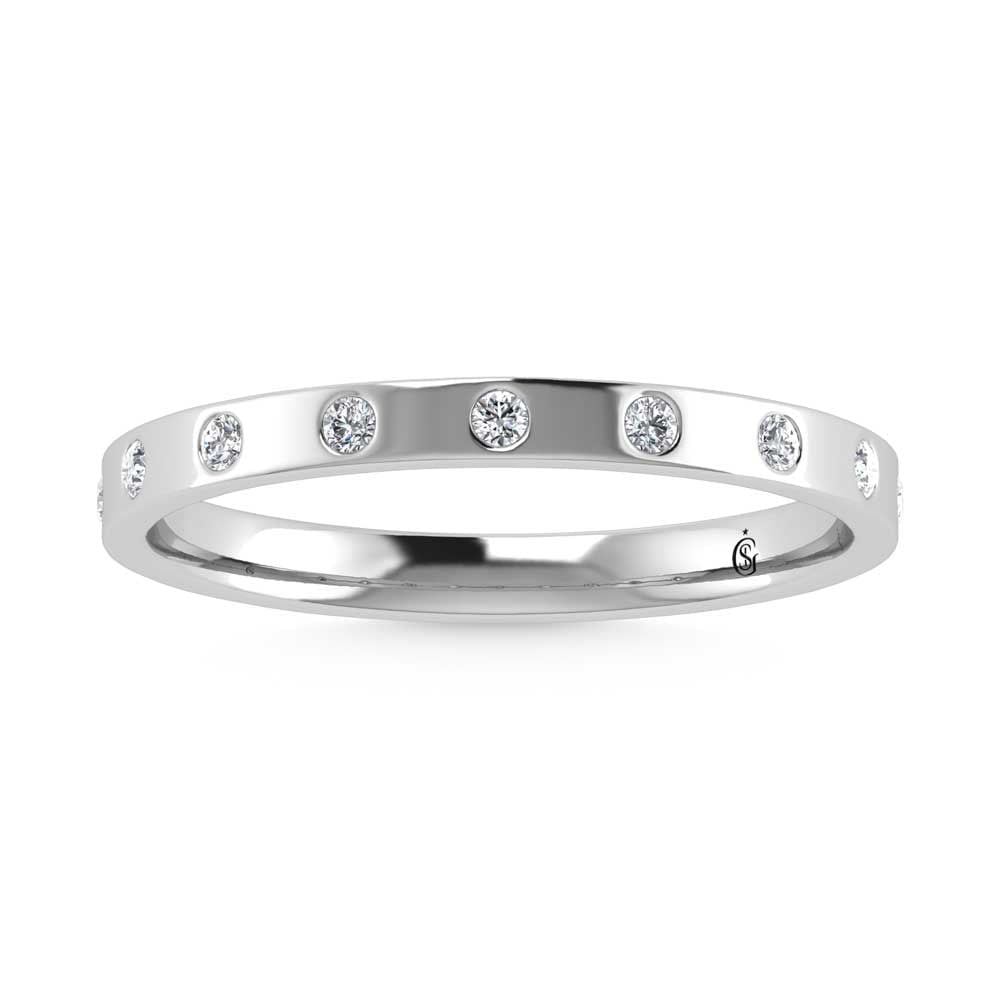 14K White Gold Diamond 1/10 Ct.Tw. Stackable Band: 14K White Gold Diamond 1/10 Ct.Tw. Stackable Band 14k White Gold Stone Color: G-h Stone Clarity: Si Each ring is presented in standard size 6.5. Complimentary resizing is available between sizes 510 (