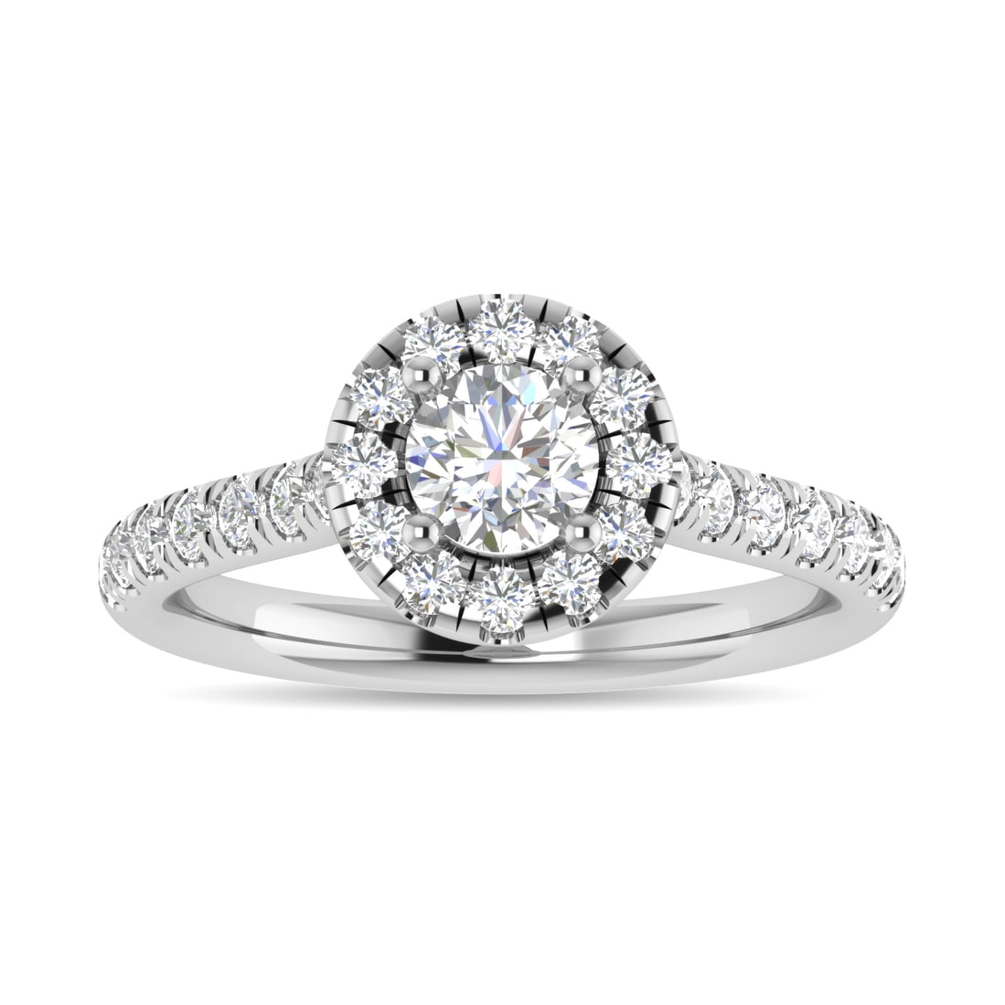 Diamond 1 Ct.Tw. Round Shape Engagement Ring in 14K White Gold: Diamond 1 Ct.Tw. Round Shape Engagement Ring in 14K White Gold 14k White Gold Stone Color: G-h Stone Clarity: I2 Each ring is presented in standard size 6.5. Complimentary resizing is available betwee