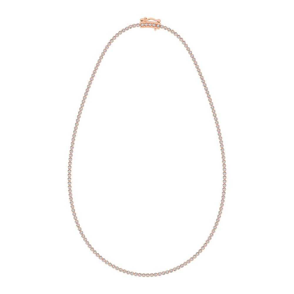 14K Rose Gold 3 1/4 Ct.Tw. Diamond Tennis Necklace (13 inches + 3 inches extender chain): 14K Rose Gold 3 1/4 Ct.Tw. Diamond Tennis Necklace (13 inches + 3 inches extender chain) 14k Rose Gold Stone Color: G-h Stone Clarity: I1 Unless otherwise specified, pendants that include a chain are