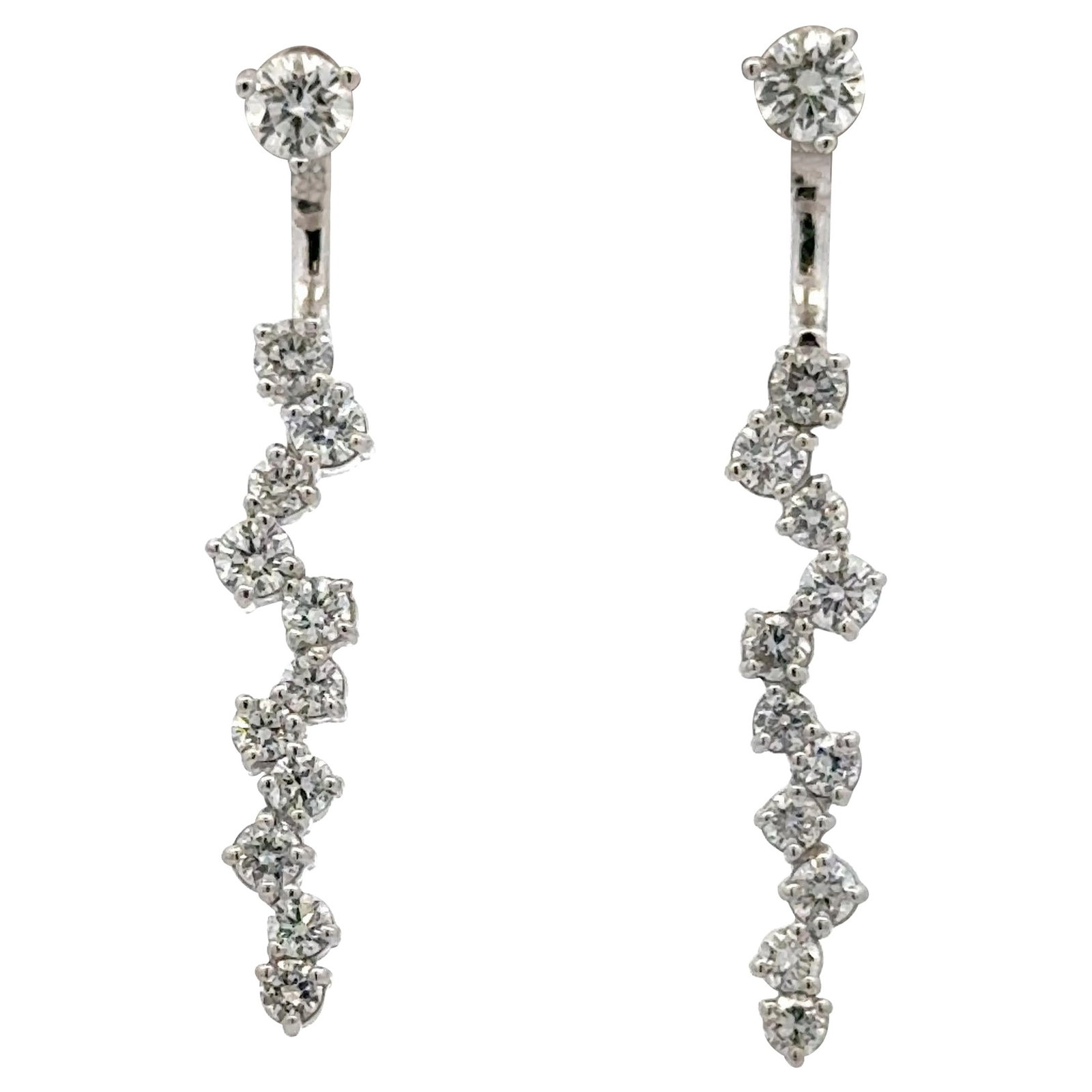 14K White Gold Diamond Zig-Zag Drop Earrings 1.30 Carats Harbor Diamonds (1 of 8)