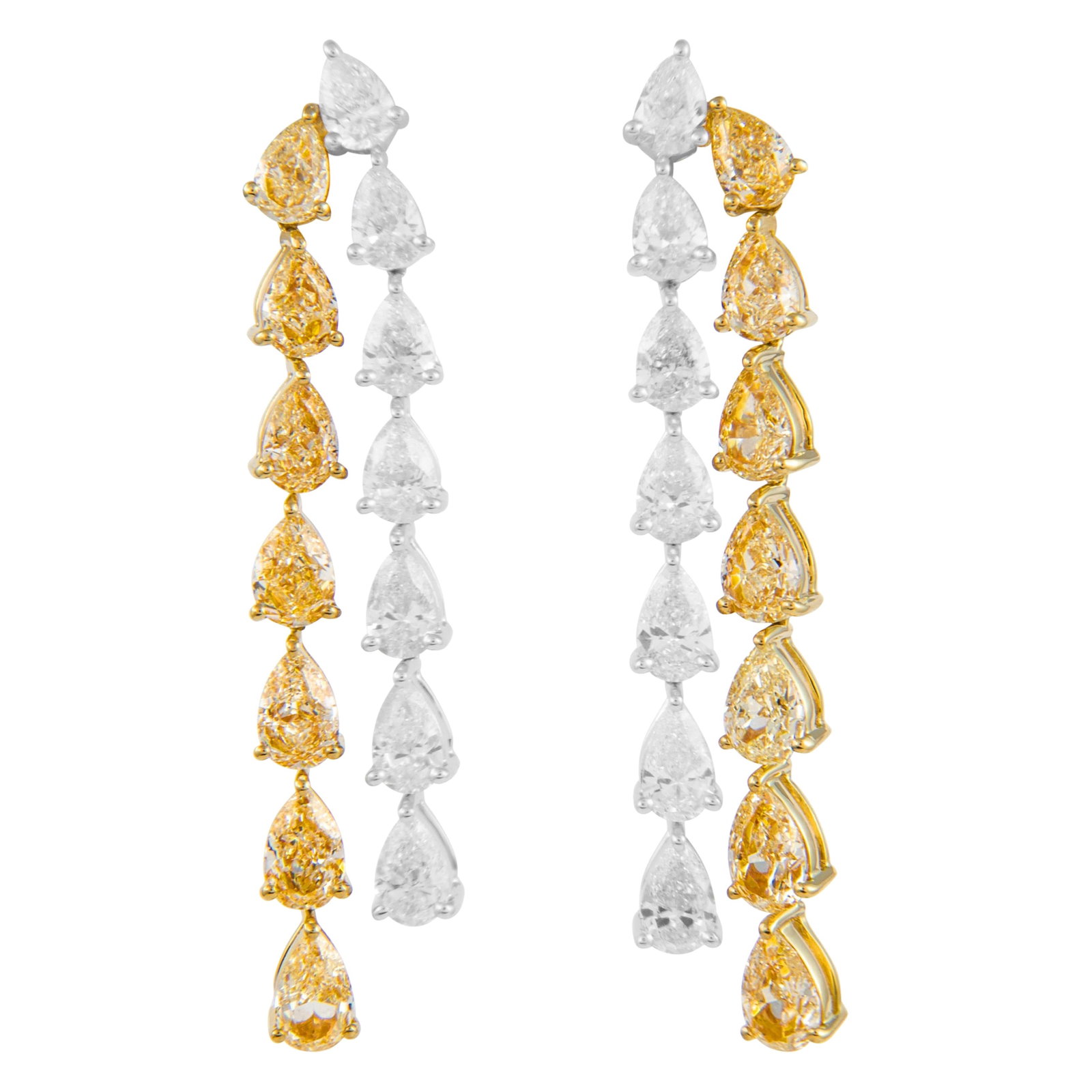 8.66ct Fancy Yellow White Diamond Earrings 18k Gold (1 of 4)