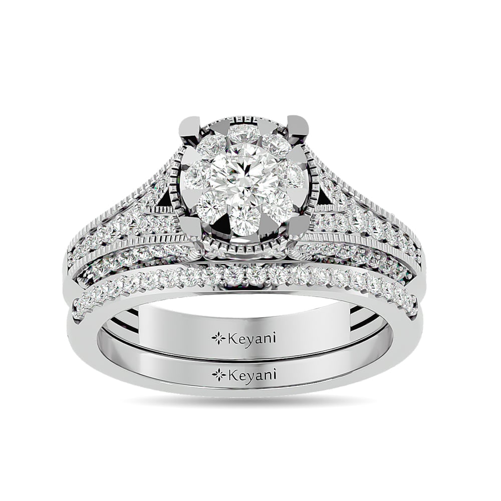 Diamond 1 Ct.tw Bridal Ring in 14K White Gold: Diamond 1 Ct.tw Bridal Ring in 14K White Gold 14k White Gold Stone Color: G-h Stone Clarity: I1 Each ring is presented in standard size 6.5. Complimentary resizing is available between sizes 510 (in 1