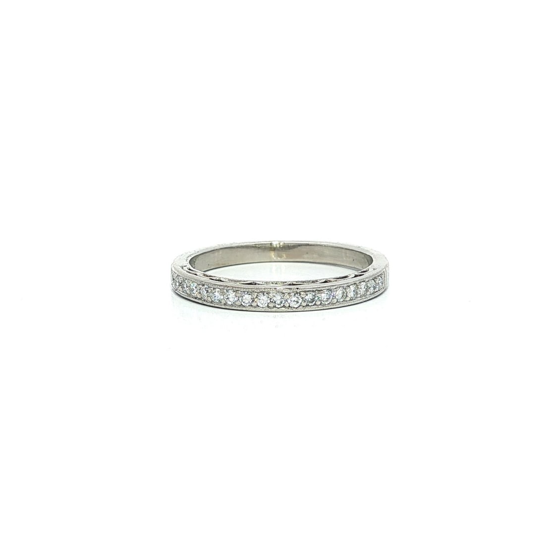 Classic Platinum 0.17ctw VS2 Diamond Pave Stack Band Ring (1 of 10)