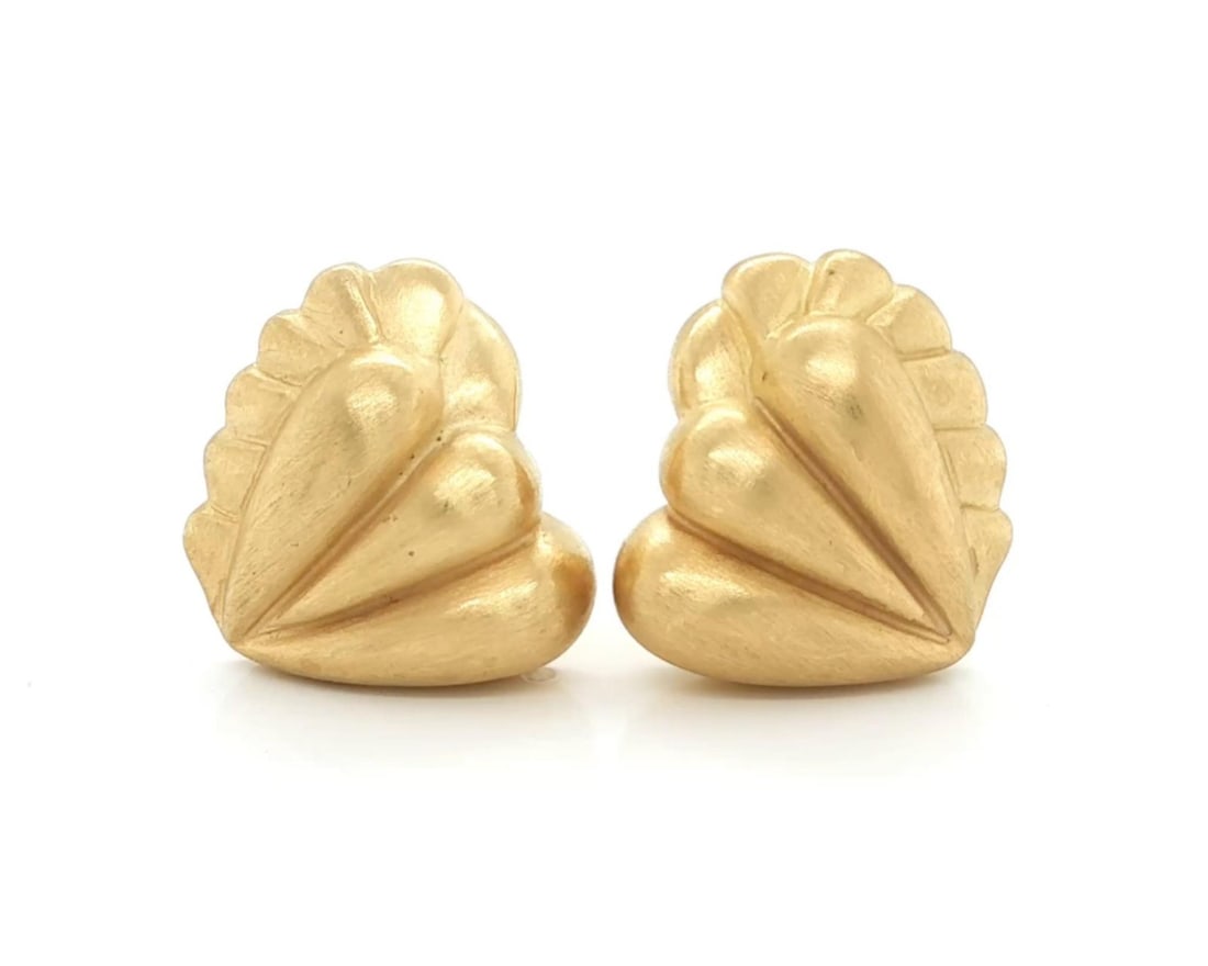 18k Yellow Gold Shell Heart Clip-On Huggie Earrings by Kieselstein-Cord (1 of 6)
