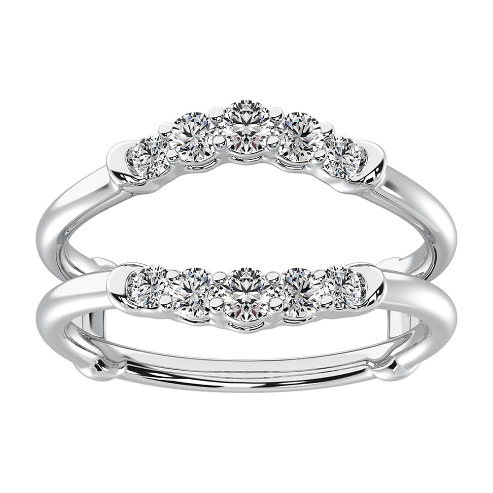 14K White Gold 1/2 Ct.Tw. Diamond Chevron Guard Ring: 14K White Gold 1/2 Ct.Tw. Diamond Chevron Guard Ring 14k White Gold Stone Color: G-h Stone Clarity: I1 Each ring is presented in standard size 6.5. Complimentary resizing is available between sizes 51
