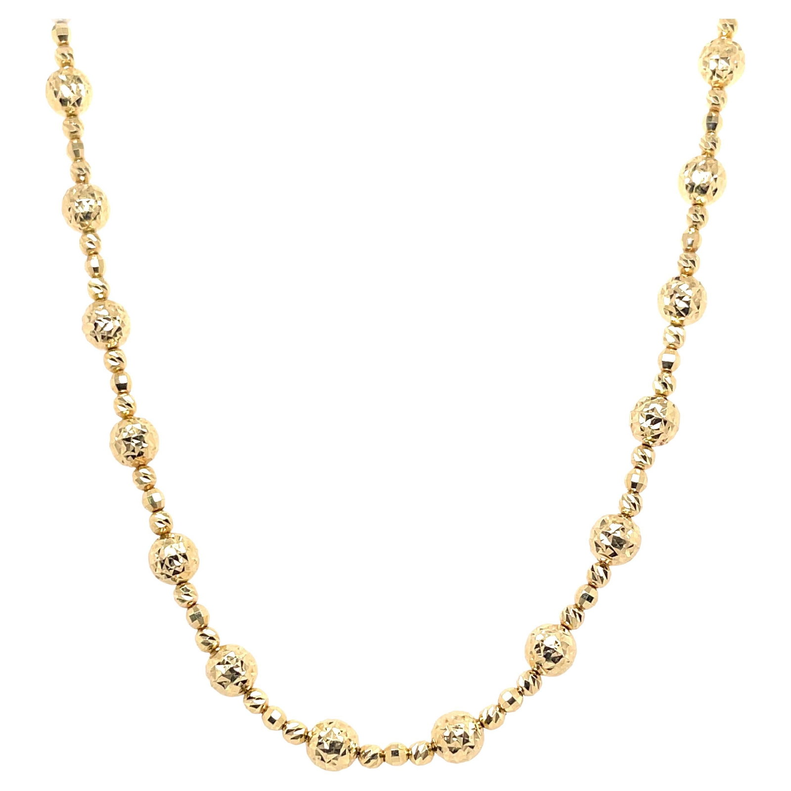 Harbor Diamonds 14K Yellow Gold Diamond Cut Beaded Necklace 16.5 Inches: Harbor Diamonds 14K Yellow Gold Diamond Cut Beaded Necklace 16.5 Inches This exquisite necklace features a contemporary design crafted from 14 karat yellow gold. Weighing 13.2 grams, it measures 16.5