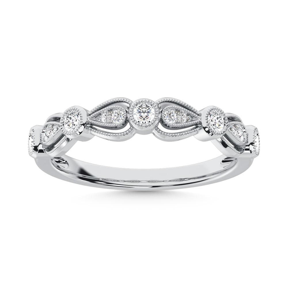 14K White Gold Diamond 1/4 Ct.Tw. Stack Band: 14K White Gold Diamond 1/4 Ct.Tw. Stack Band 14k White Gold Stone Color: G-h Stone Clarity: I2 Each ring is presented in standard size 6.5. Complimentary resizing is available between sizes 510 (in 1/