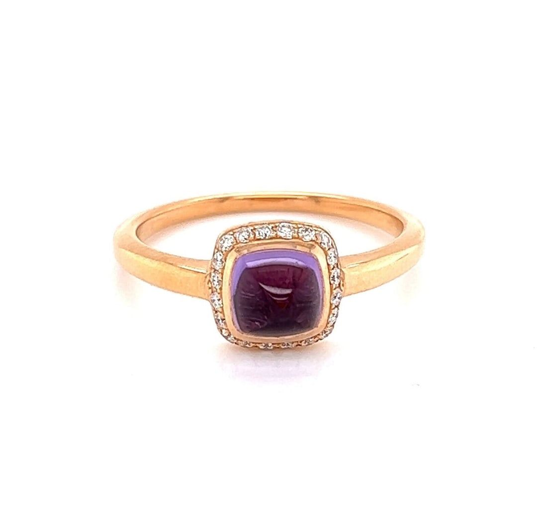 Paindesure Amethyst Cabochon and Diamond 18k Rose Gold Ring by Fred of Paris (1 of 8)